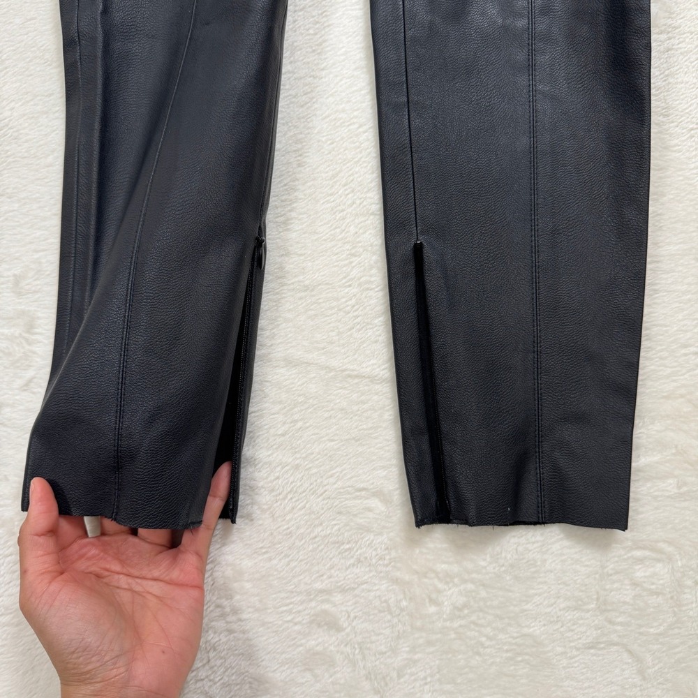 Zara Leggings Womens XS Black Faux Leather High Rise Seamed Ankle Zip Slim Fit - Picture 5 of 10
